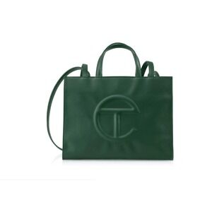 Telfar Medium Shopping Bag Dark Olive Vegan Leather Tote Unisex w/ Dust Bag NWOT